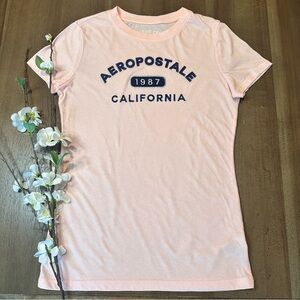 Aeropostale Women’s Graphic Tee size M pink with blue writing